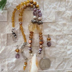 "Athena" Citrine & Pearls